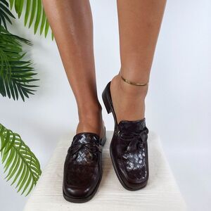 Vintage 90s Brown Dark Academia Slip On Preppy Cottagecore Heeled Mules / 7.5